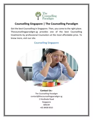 Counselling Singapore The Counselling Paradigm