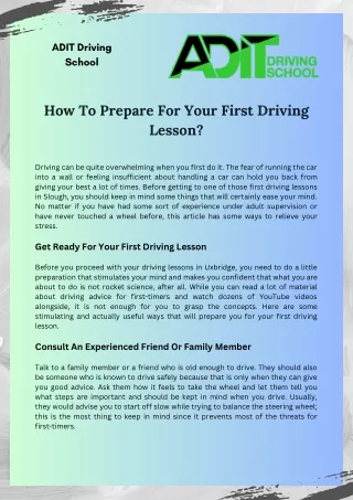 How To Prepare For Your First Driving Lesson