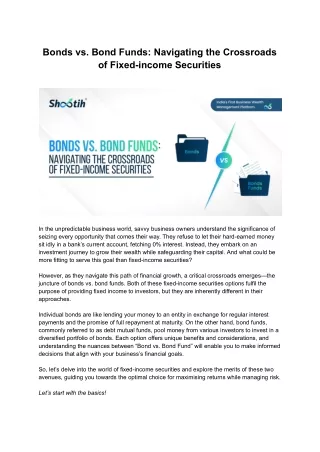 Bonds vs. Bond Funds: Navigating the Crossroads of Fixed-income Securities