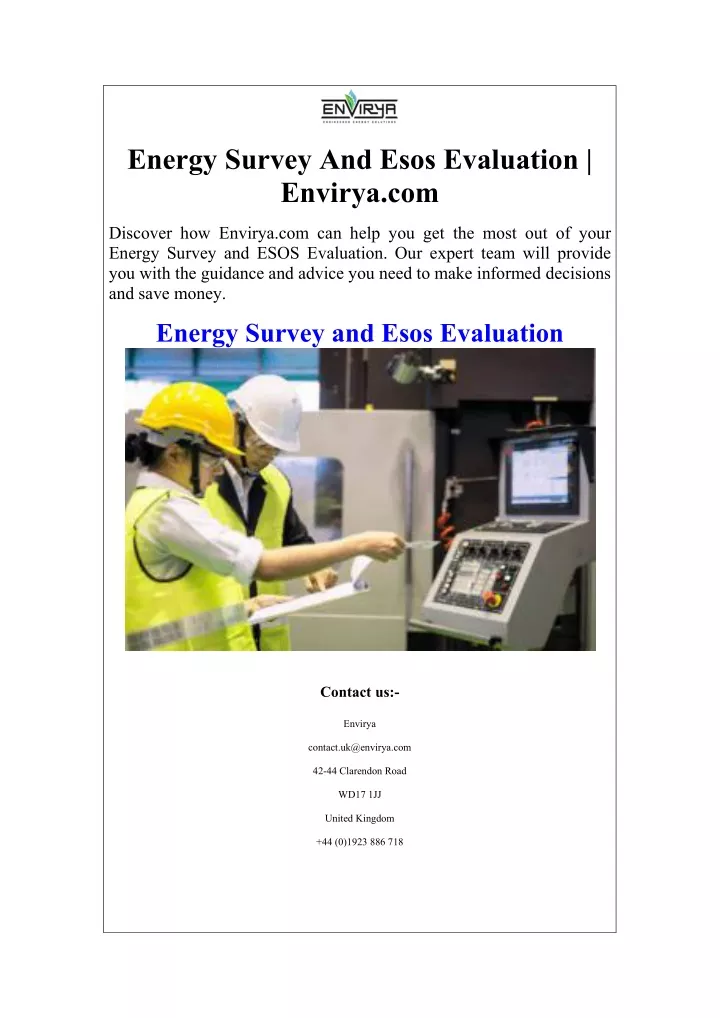 energy survey and esos evaluation envirya com