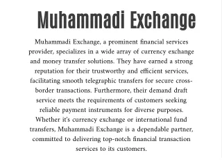 Muhammadi Exchange: Trusted Financial Services in Karachi