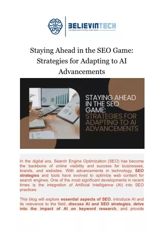 Staying Ahead in the SEO Game: Strategies for Adapting to AI Advancements