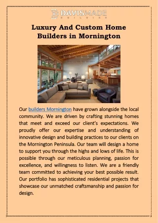 Luxury And Custom Home Builders in Mornington
