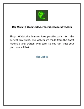 Dcp Wallet  Wallet.site.democraticcooperative.cash