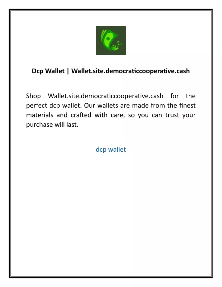 dcp wallet wallet site democraticcooperative cash