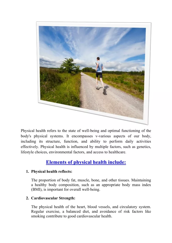 physical health refers to the state of well being