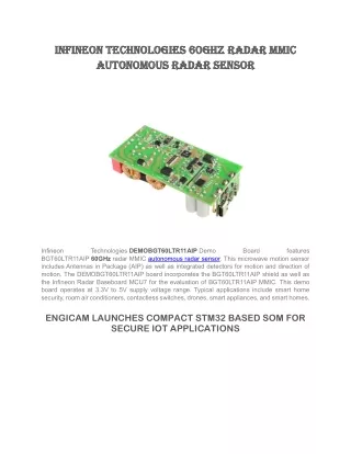 INFINEON TECHNOLOGIES 60GHZ RADAR MMIC AUTONOMOUS RADAR SENSOR