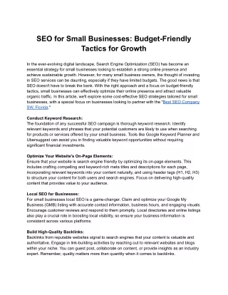 seo for small businesses budget friendly tactics