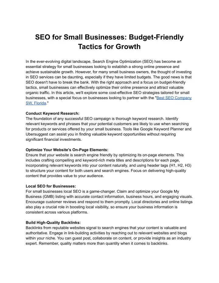 seo for small businesses budget friendly tactics