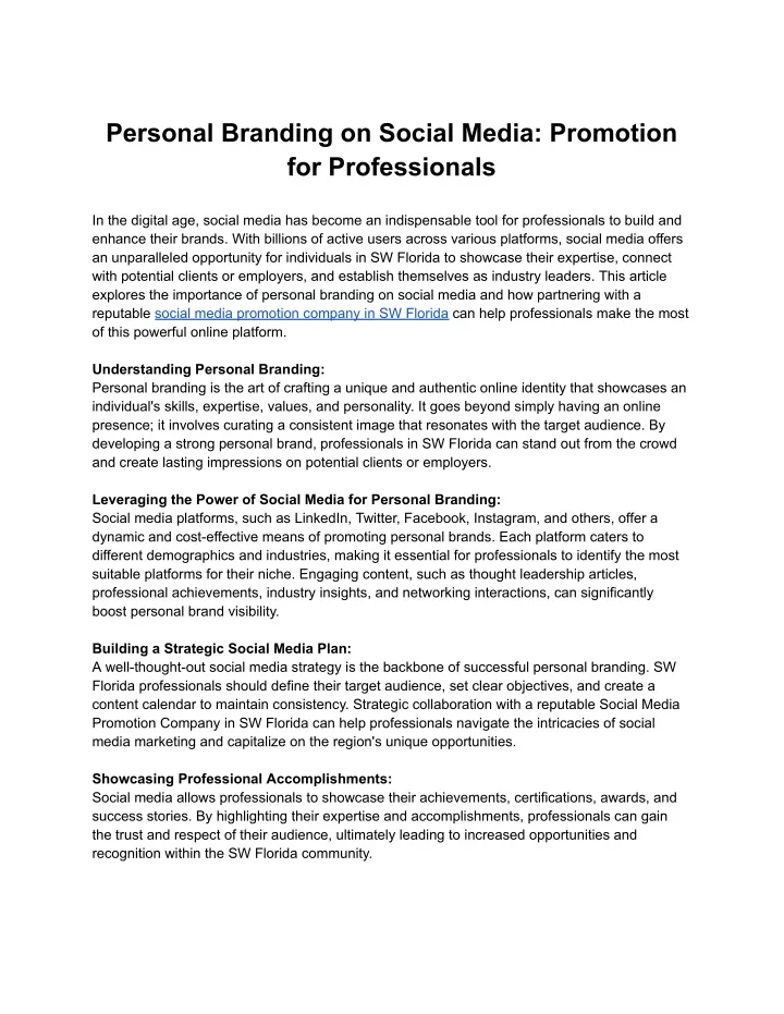 personal branding on social media promotion