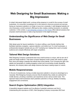 Web Designing for Small Businesses: Making a Big Impression