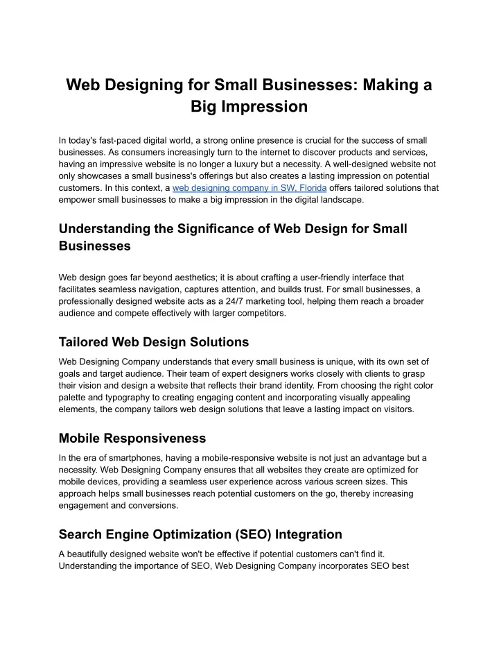 web designing for small businesses making