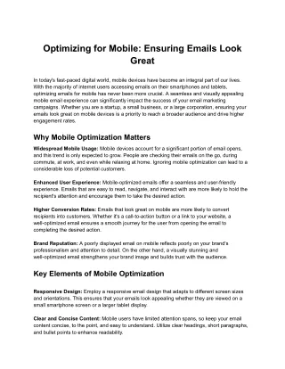 Optimizing for Mobile: Ensuring Emails Look Great