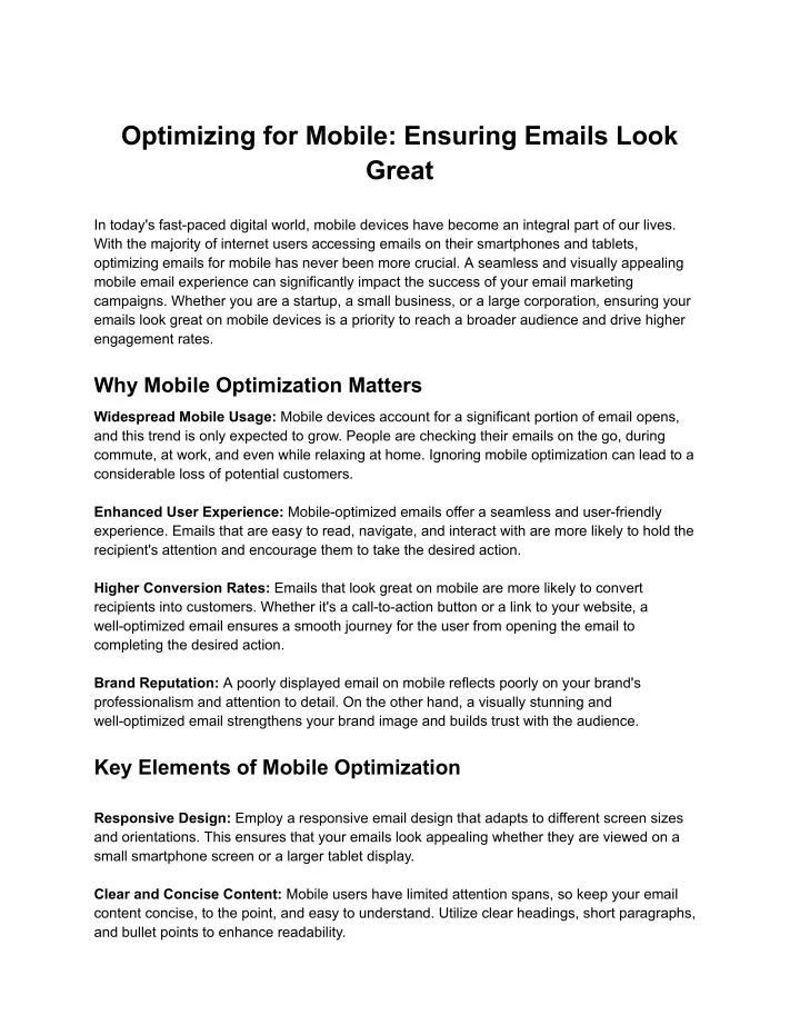 optimizing for mobile ensuring emails look great