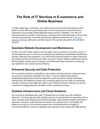 The Role of IT Services in E-commerce and Online Business