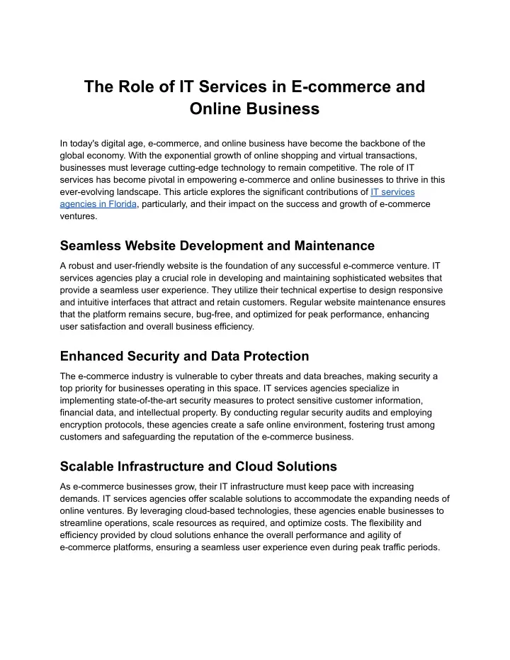 the role of it services in e commerce and online