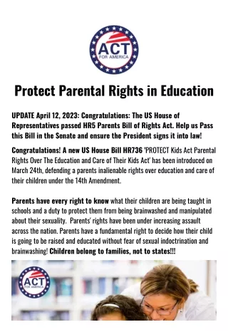 ACT for America | Parental Rights In Education Act
