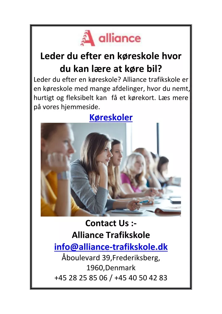 PPT - Leder Du Efter En Køreskole Hvor Du Kan Lære At Kre Bi PowerPoint ...