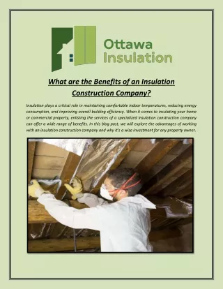 What are the Benefits of an Insulation Construction Company?