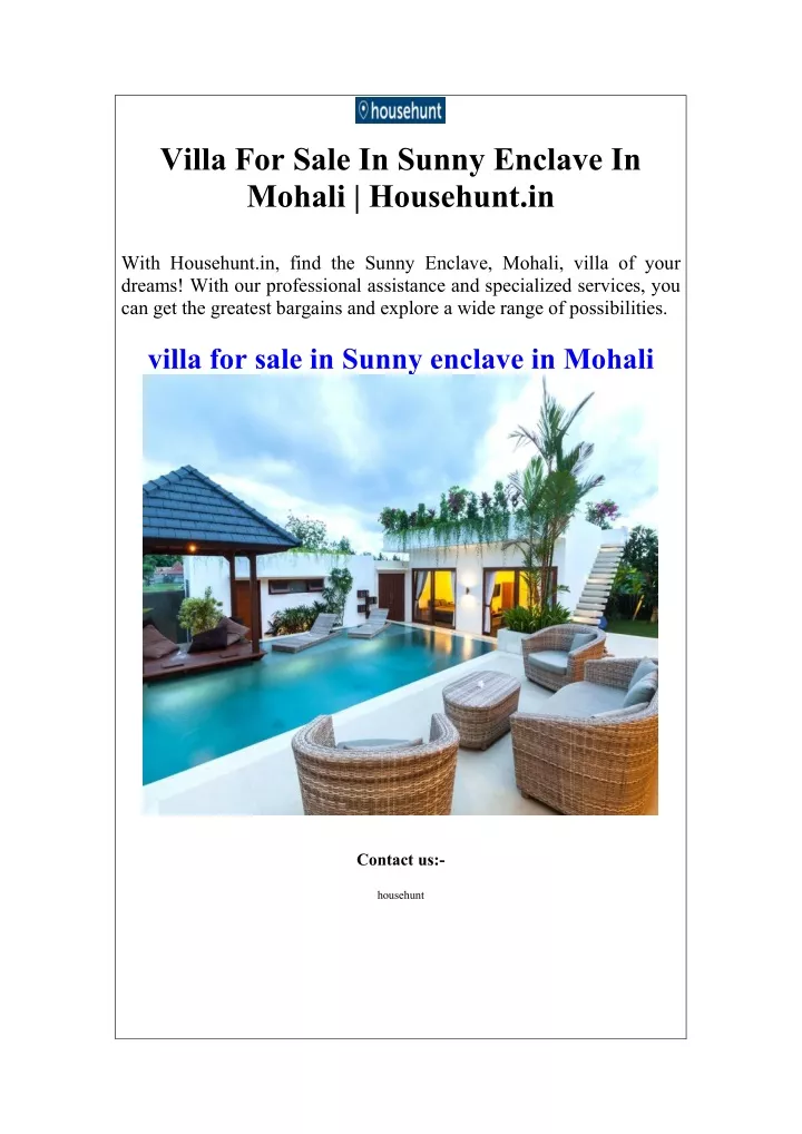 villa for sale in sunny enclave in mohali