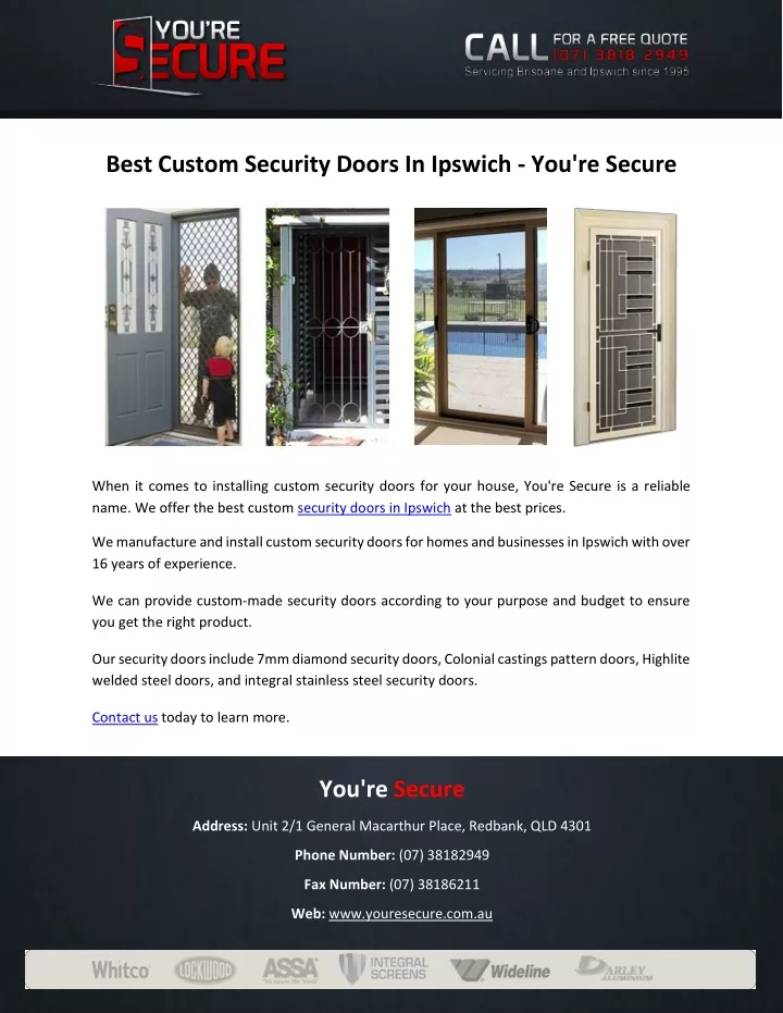 best custom security doors in ipswich