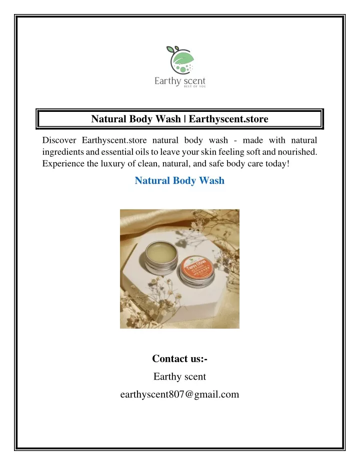 natural body wash earthyscent store