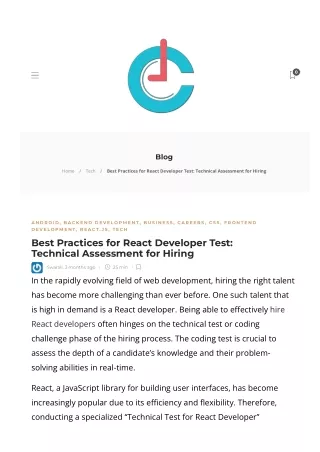 Best Practices for React Developer Test Technical Assessment for Hiring