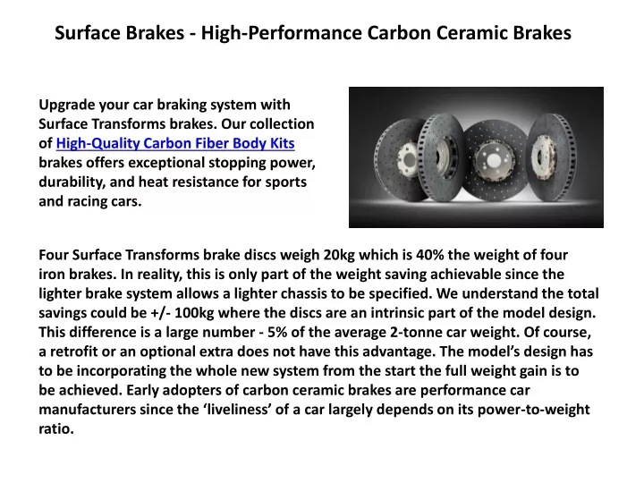 surface brakes high performance carbon ceramic
