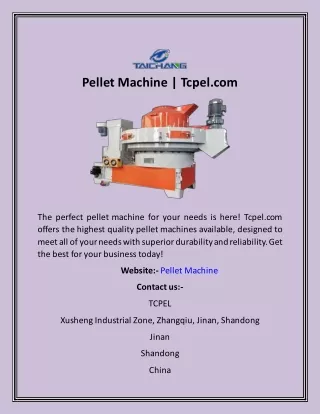 Pellet Machine Tcpel