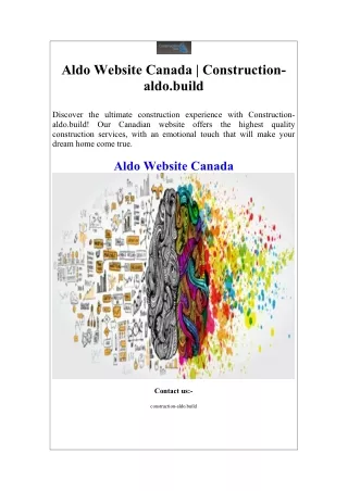 Aldo Website Canada  Construction-aldo.build