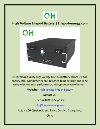 High Voltage Lifepo4 Battery  Lifepo4-energy