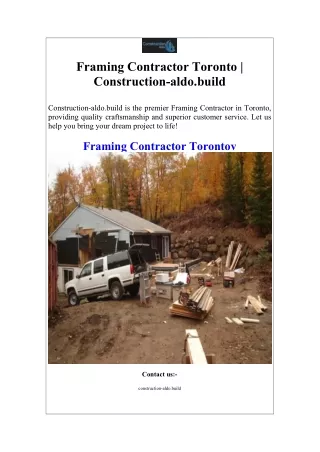 Framing Contractor Toronto  Construction-aldo.build