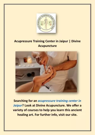 acupressure training center in jaipur divine