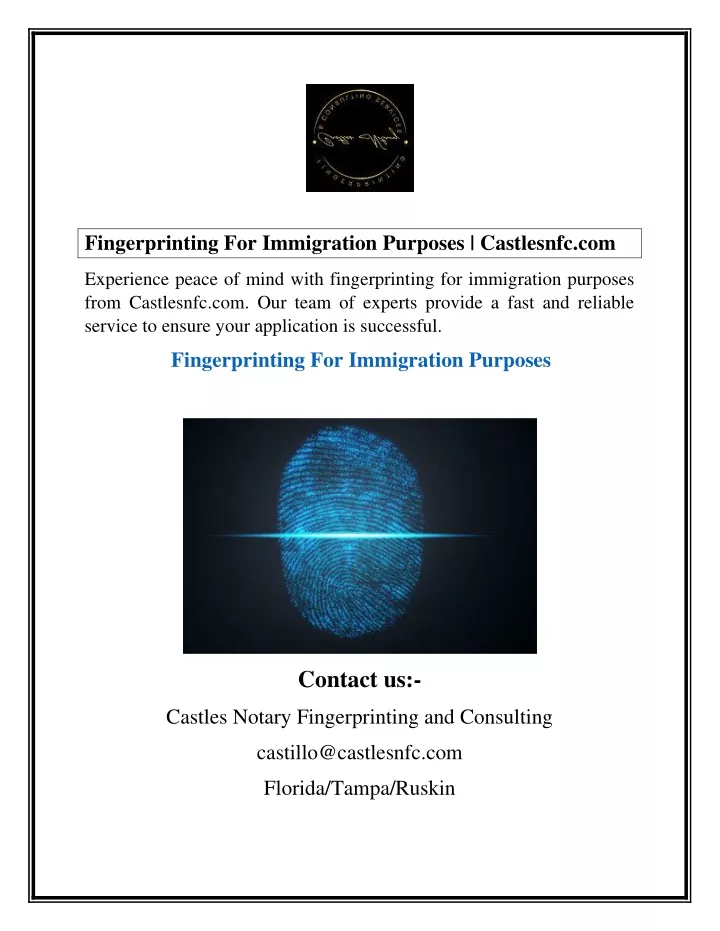 fingerprinting for immigration purposes