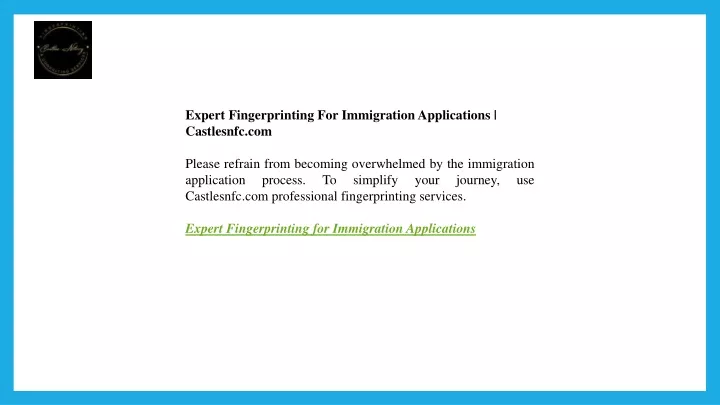 expert fingerprinting for immigration