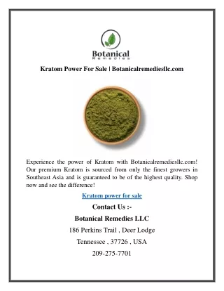 Kratom Power For Sale  Botanicalremediesllc