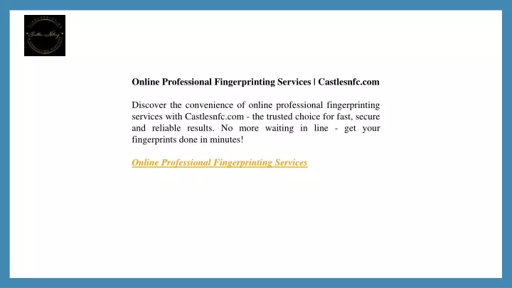 online professional fingerprinting services