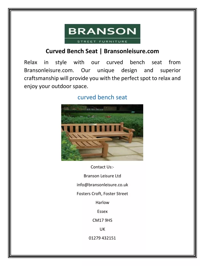 curved bench seat bransonleisure com