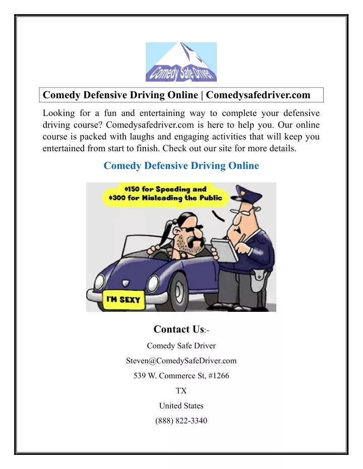 comedy defensive driving online comedysafedriver