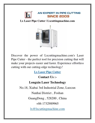Lx Laser Pipe Cutter  Lxcuttingmachine