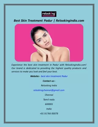 Best Skin Treatment Padur  Relookingindia