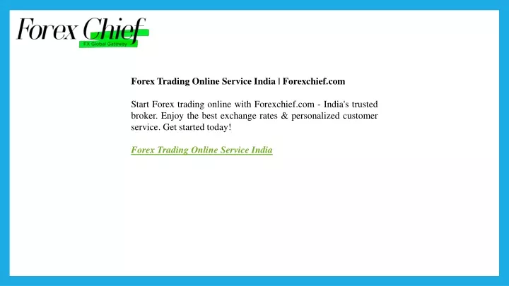 forex trading online service india forexchief