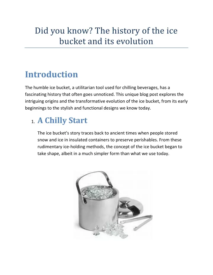 did you know the history of the ice bucket