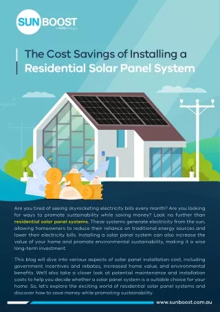 The Cost Savings of Installing a Residential Solar Panel System