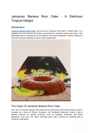 Jamaican Banana Rum Cake - A Delicious Tropical Delight