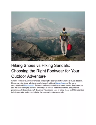 Hiking Shoes vs Hiking Sandals_ Choosing the Right Footwear for Your Outdoor Adventure