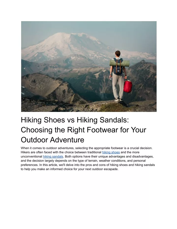 hiking shoes vs hiking sandals choosing the right