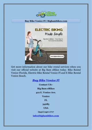 Buy Bike Venice Fl | Bigbambikes.com