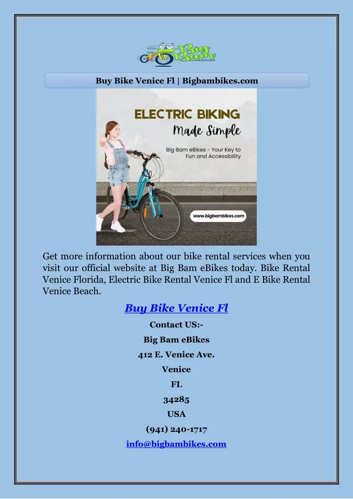 buy bike venice fl bigbambikes com