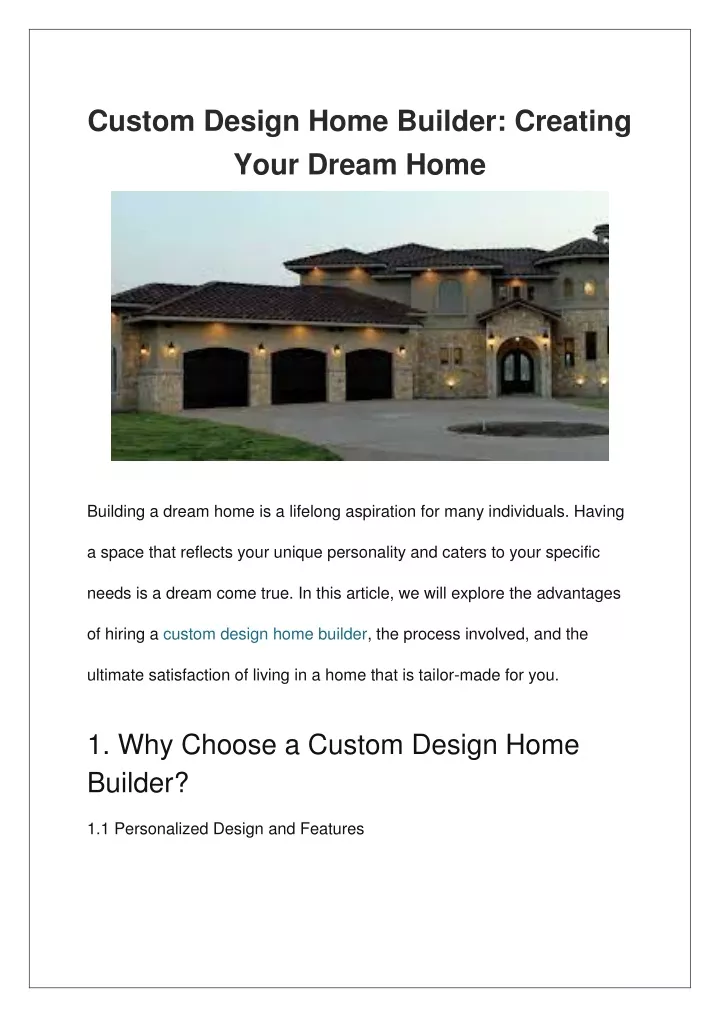 custom design home builder creating your dream
